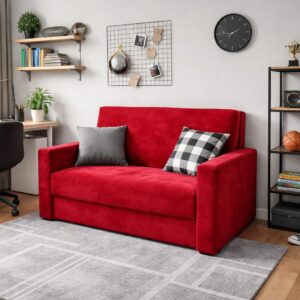 Czerwona Sofa Klocek rozkładana z funkcją spania