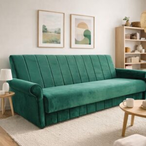 Zielona Kanapa Chesterfield z funkcją spania 120x190 cm