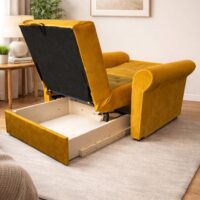 Musztardowa Sofa Chesterfield 1-osobowa z funkcją spania 80x190 Musztardowa Sofa Chesterfield 1-osobowa z funkcją spania 80x190