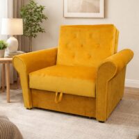 Musztardowa Sofa Chesterfield 1-osobowa z funkcją spania 80x190 Musztardowa Sofa Chesterfield 1-osobowa z funkcją spania 80x190