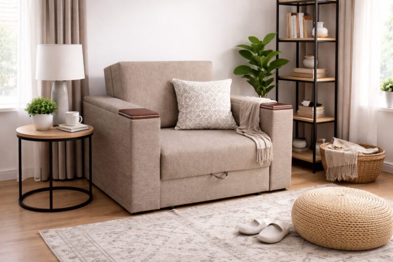 Beżowa Sofa Marsylia z funkcją spania i pojemnikiem na pościel Beżowa Sofa Marsylia z funkcją spania i pojemnikiem na pościel