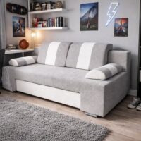 szara Kanapa Relax Madryt – rozkładana z funkcją spania i pojemnikiem